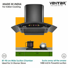 Load image into Gallery viewer, Innova 90 Smart Auto Clean Chimney (Motion Sensor, 90cm, 1400 m3h, 11° Baffle Filter)
